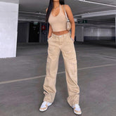 Multi-Pocket Cargo Straight-Leg Jeans
